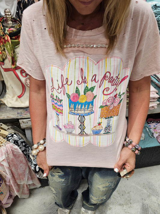 Life Is A Party Tattered Tee