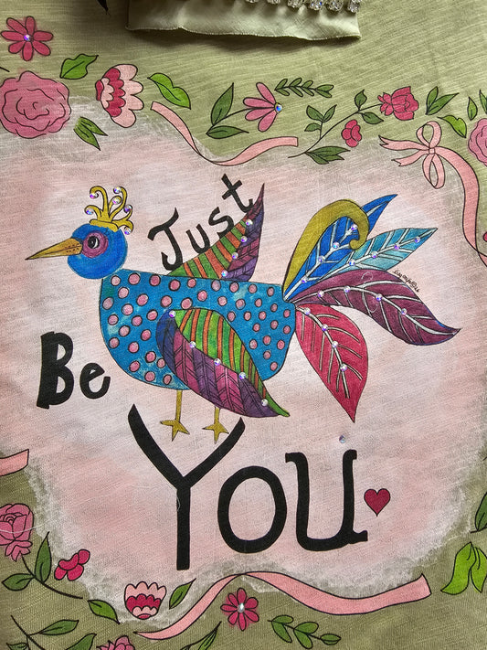 Just Be You Olive Tattered Tee