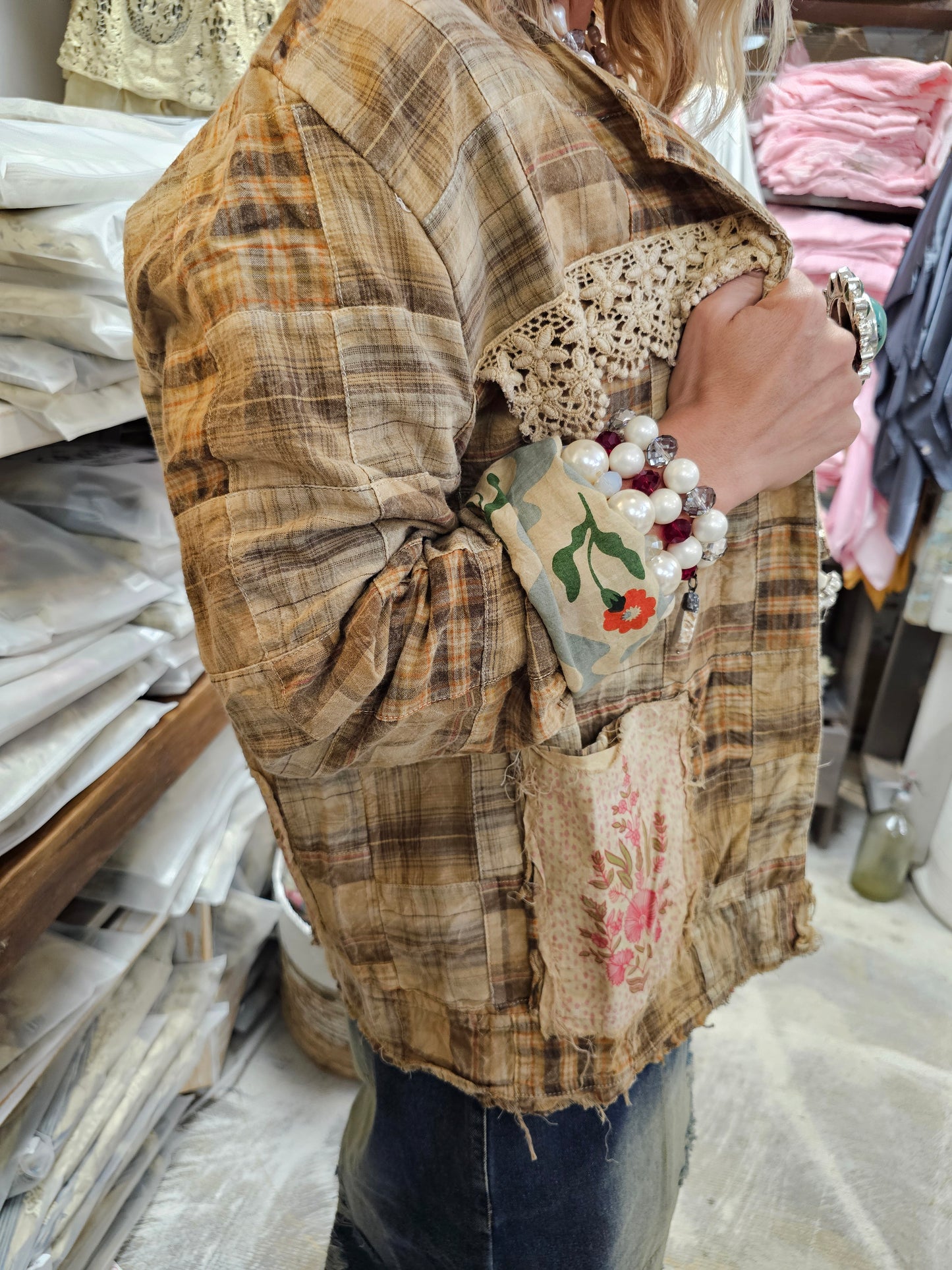 Honey Beige Flower Jacket