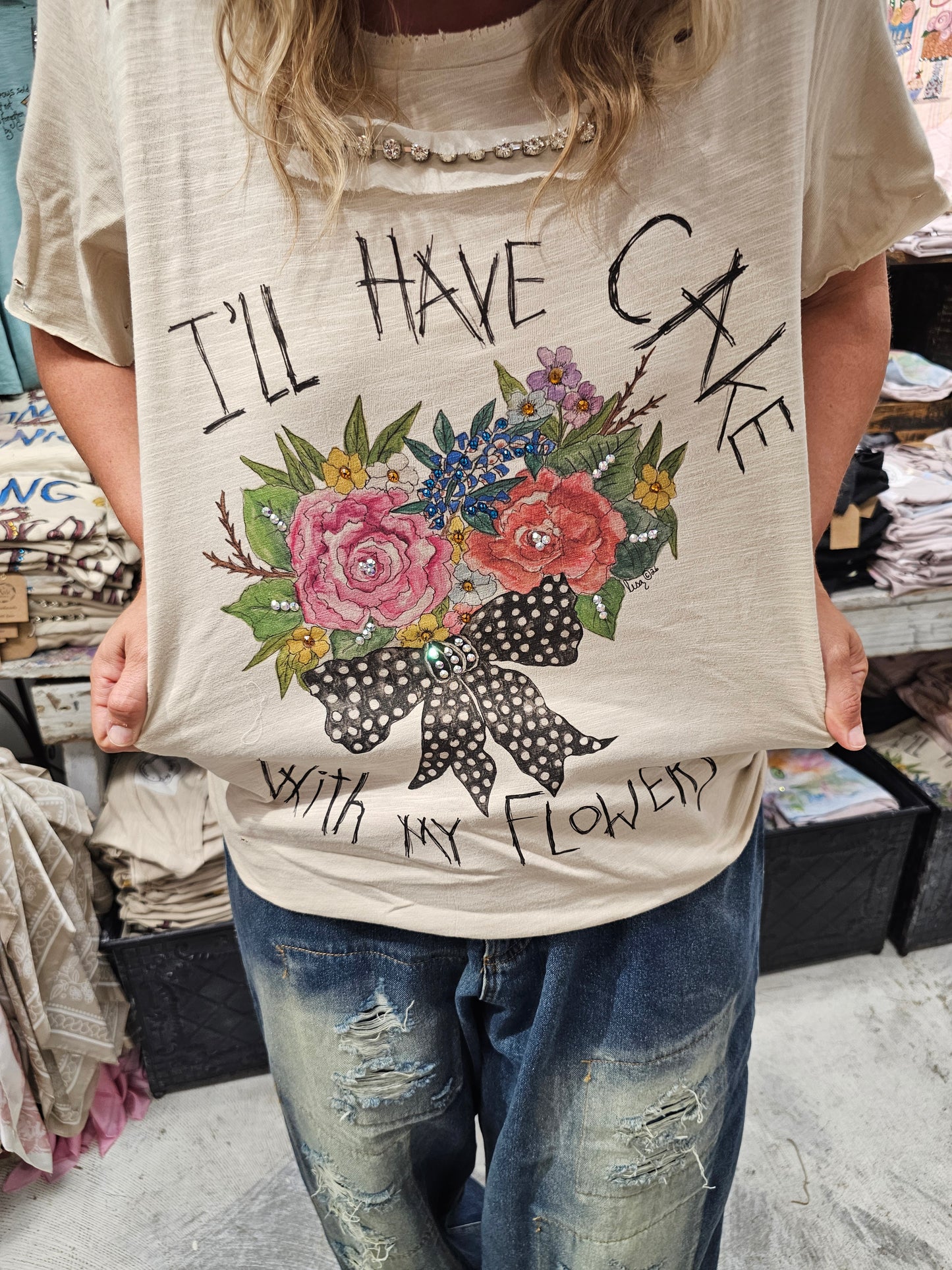 Cake With My Flowers Tattered Tee