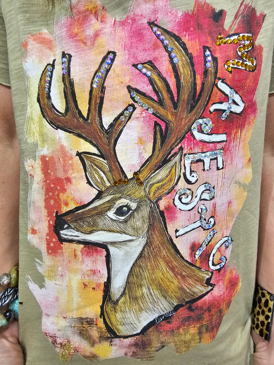 Majestic Deer Tattered Tee