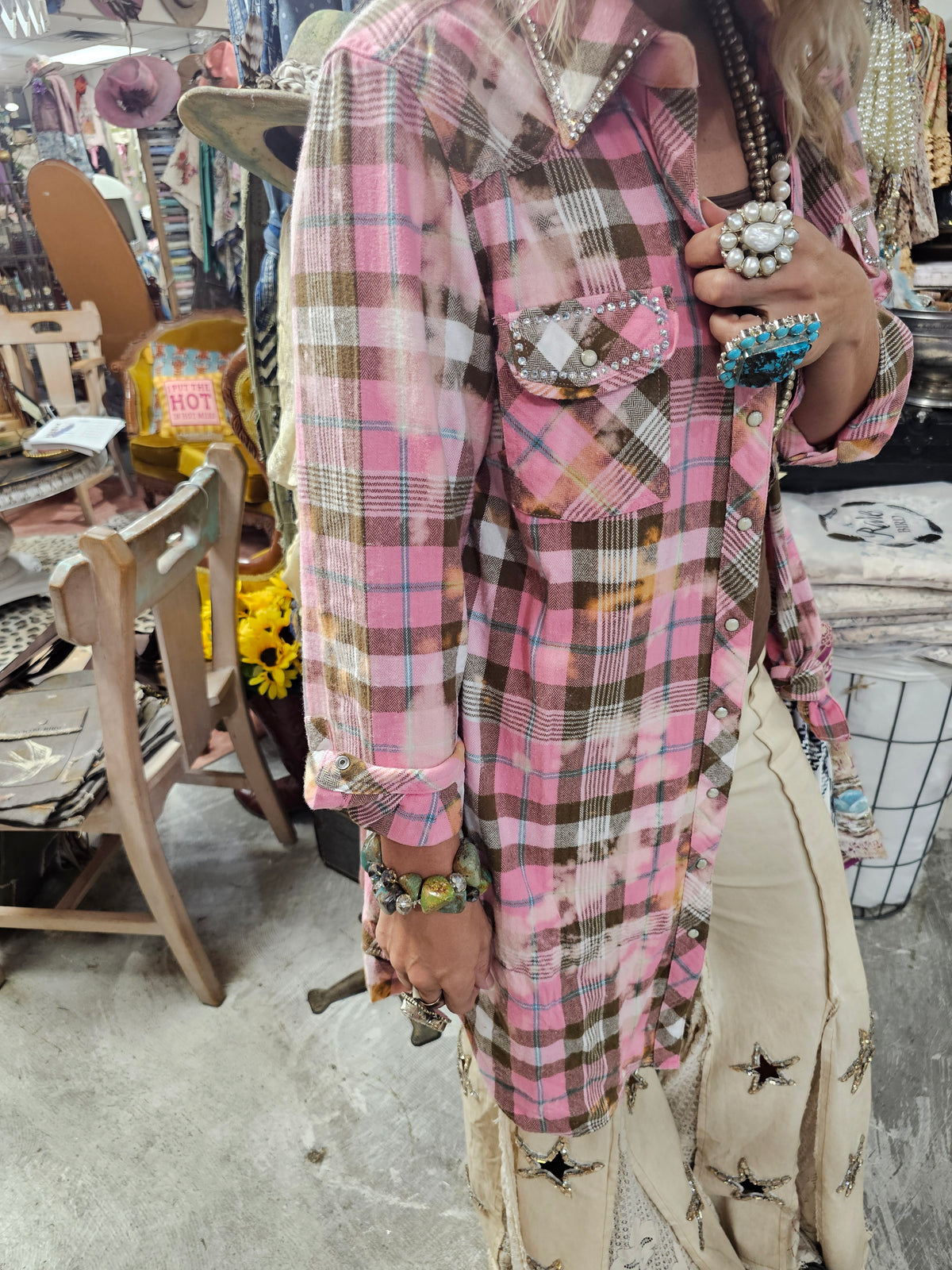 Pink Plaid Snapfront