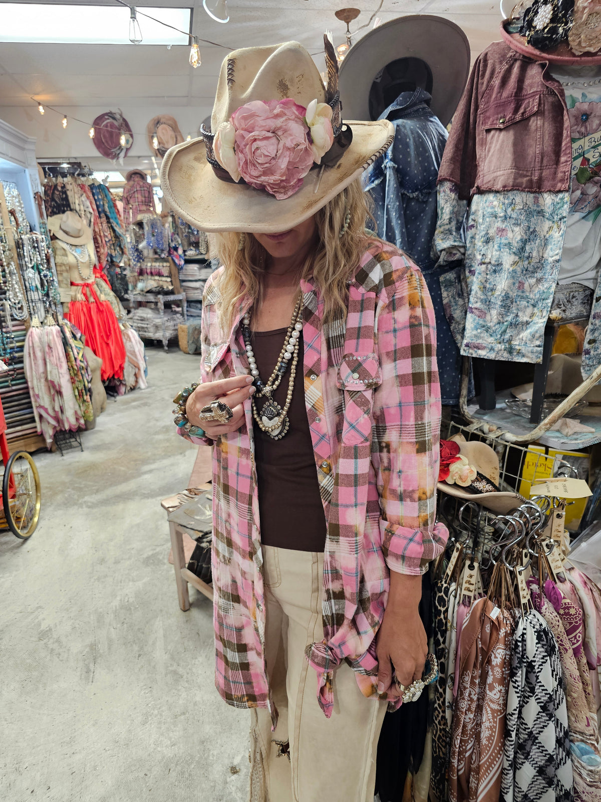 Pink Plaid Snapfront