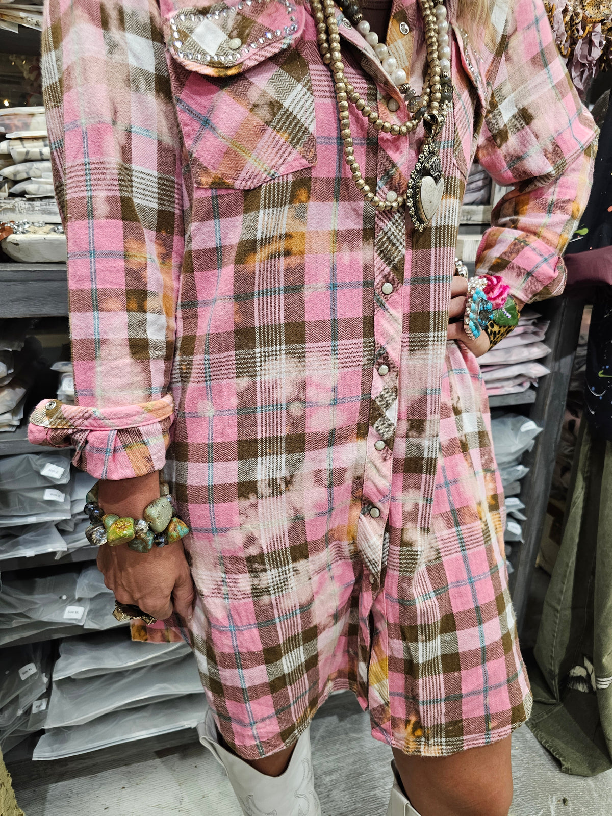 Pink Plaid Snapfront