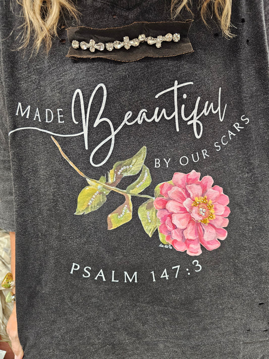 Made Beautiful By Our Scars Tattered Tee