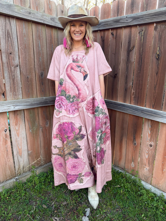 Pink Flamingo T-shirt Dress