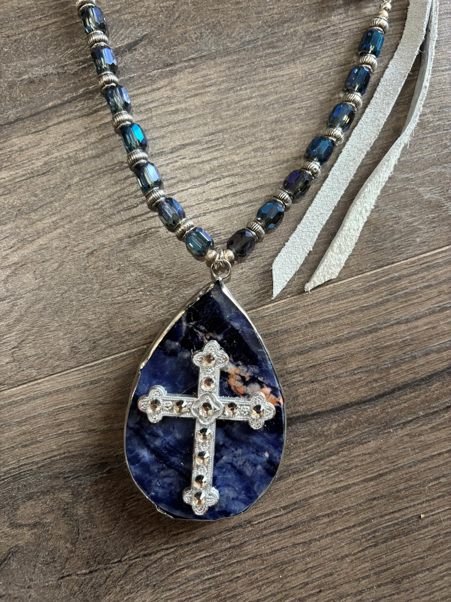 Tear Drop Azure Blue Necklace