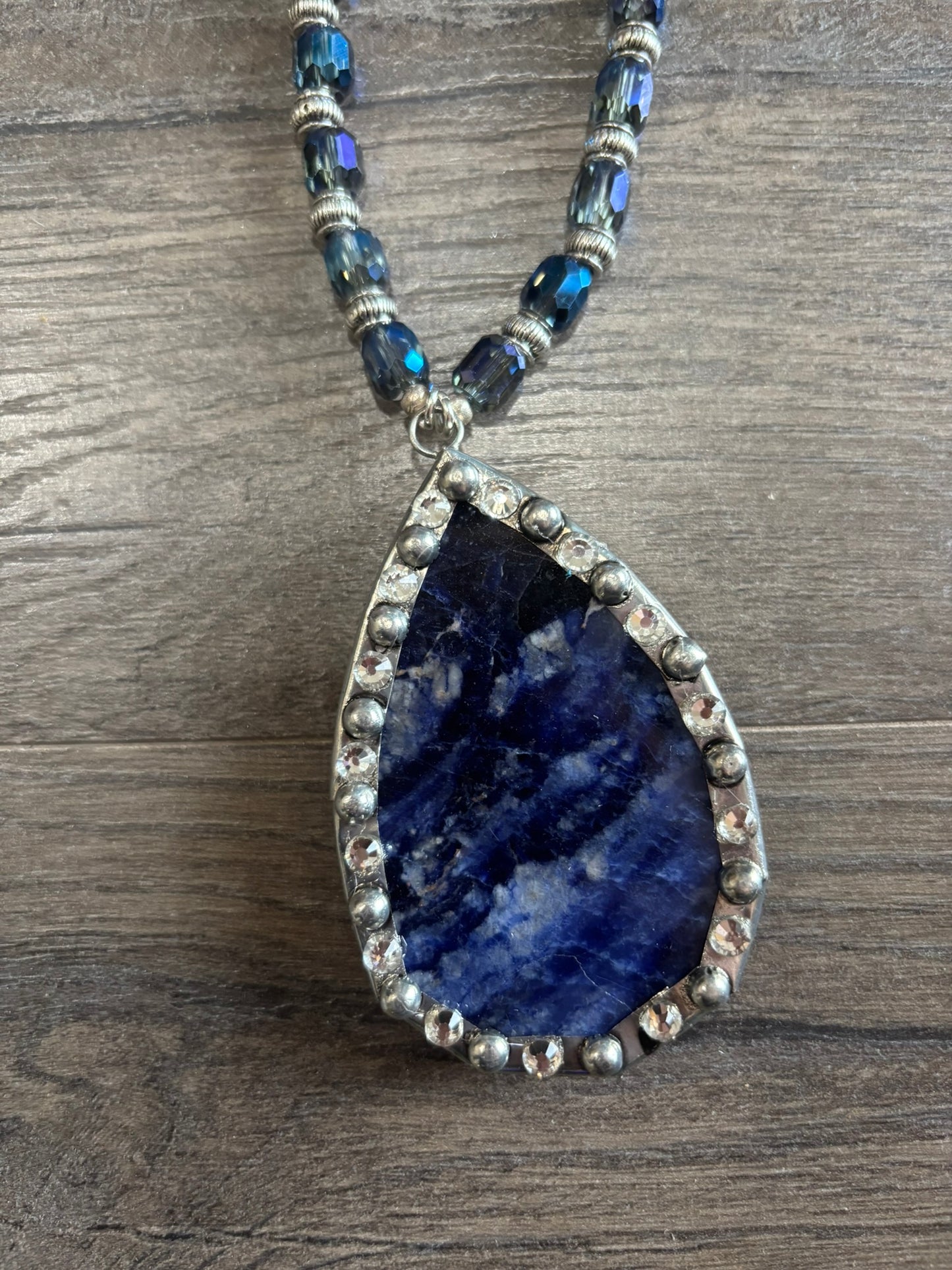 Tear Drop Azure Blue Necklace