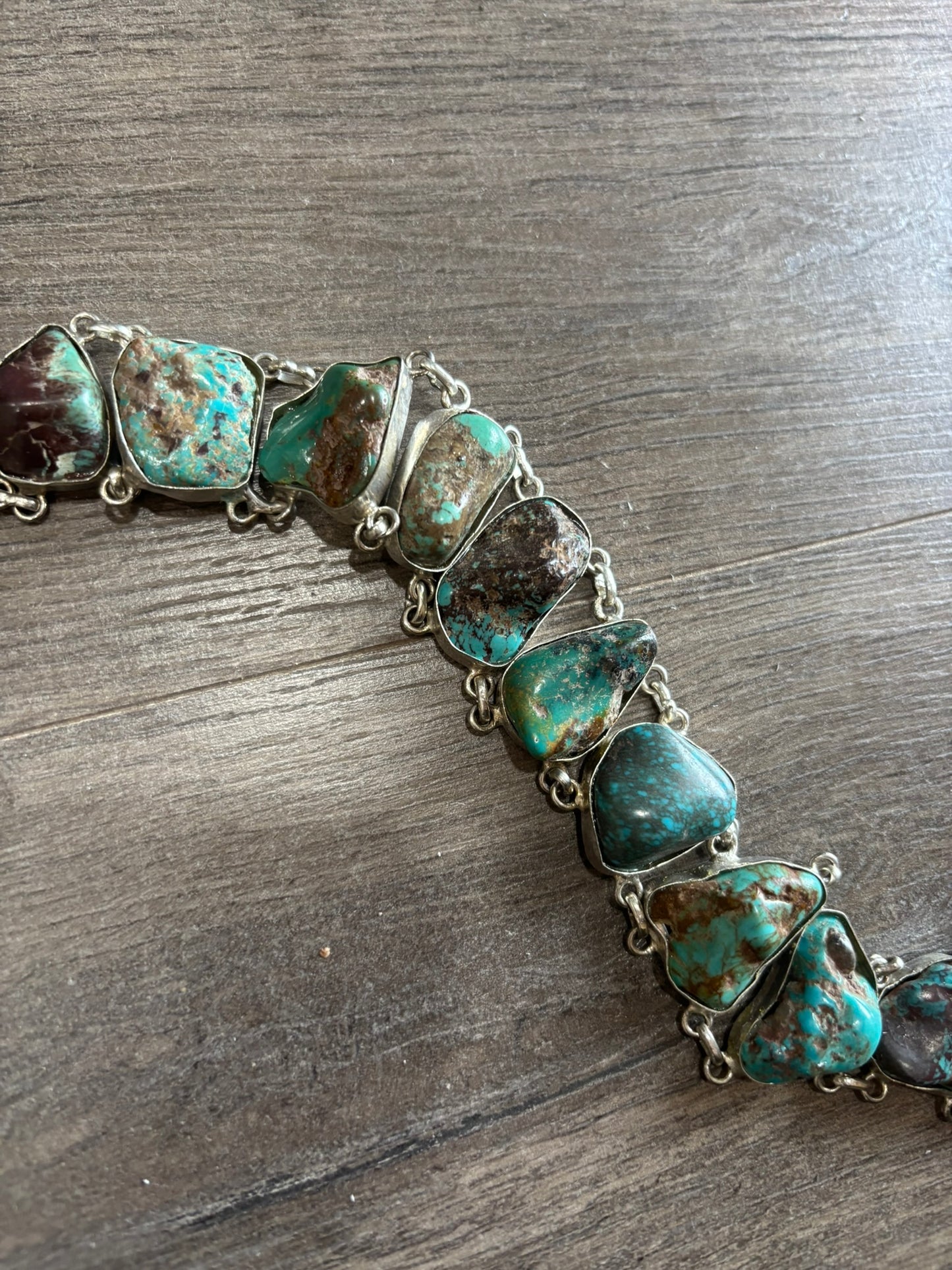 Genuine Turquoise Silver Chain Belt