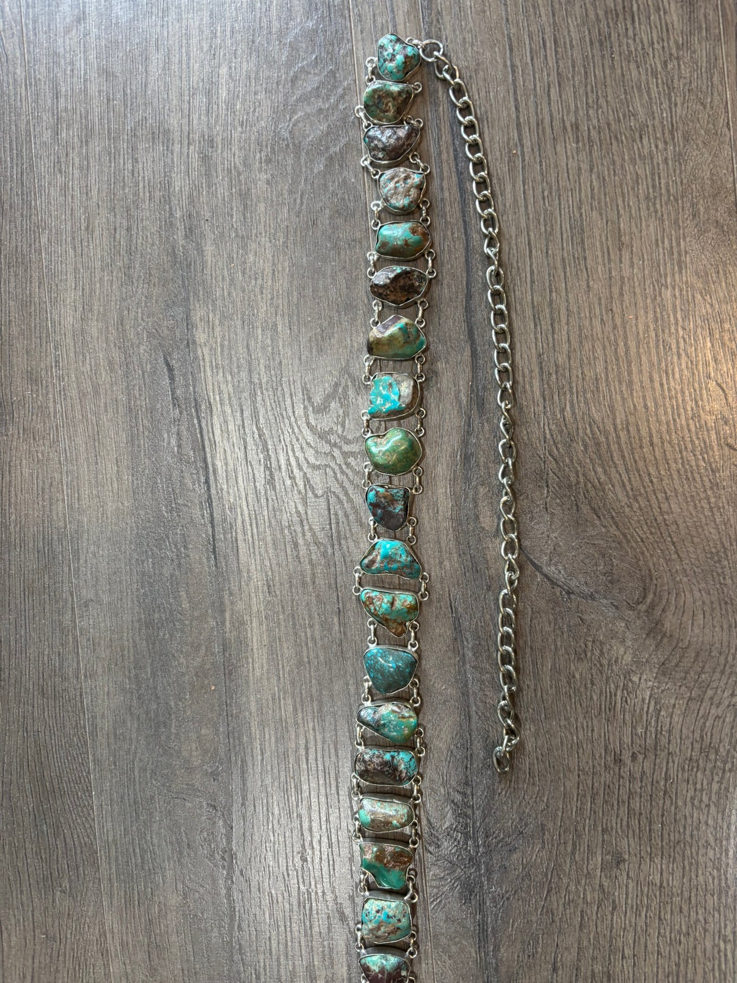 Genuine Turquoise Silver Chain Belt