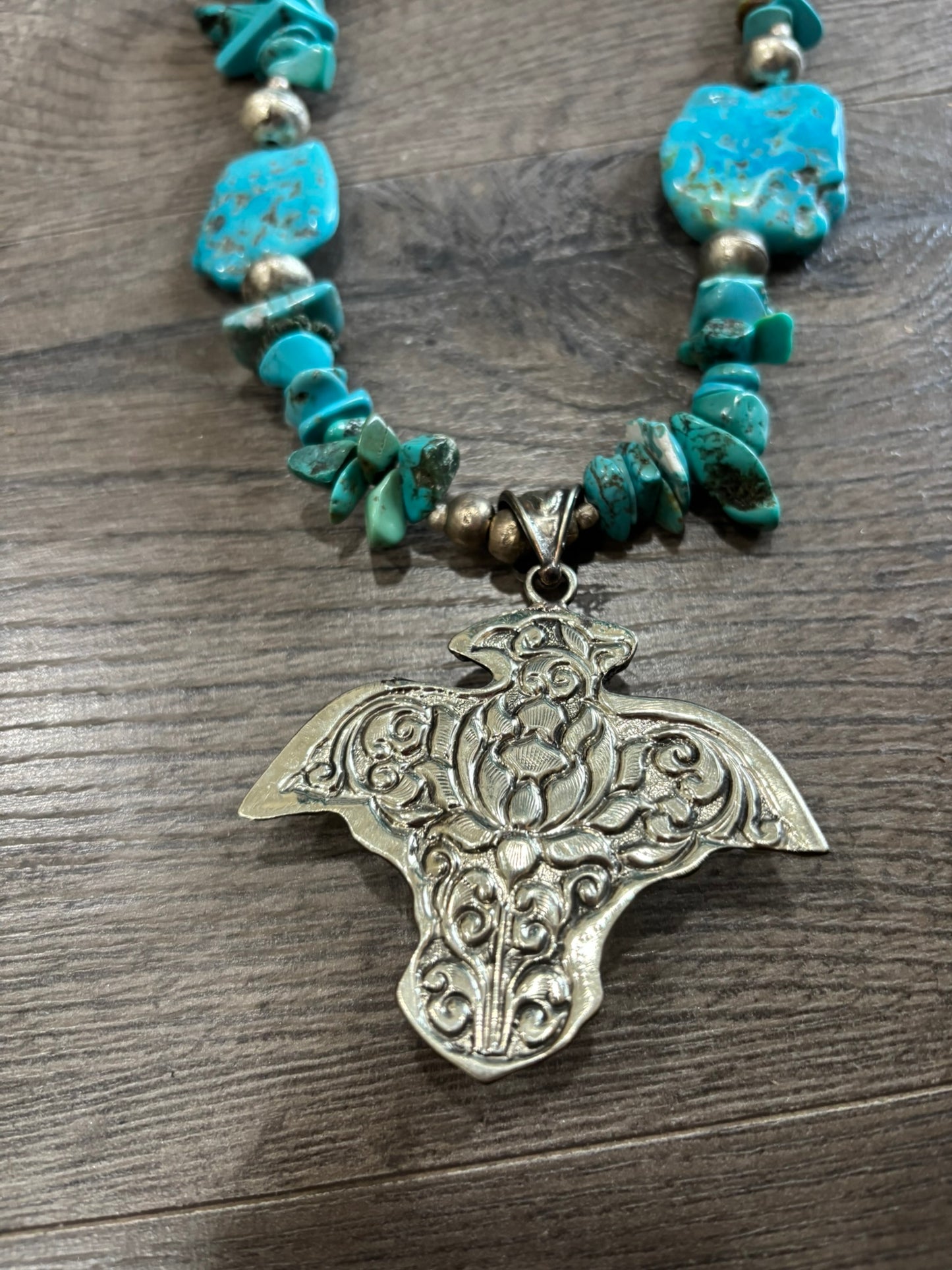 Turquoise Rope Eagle Necklace