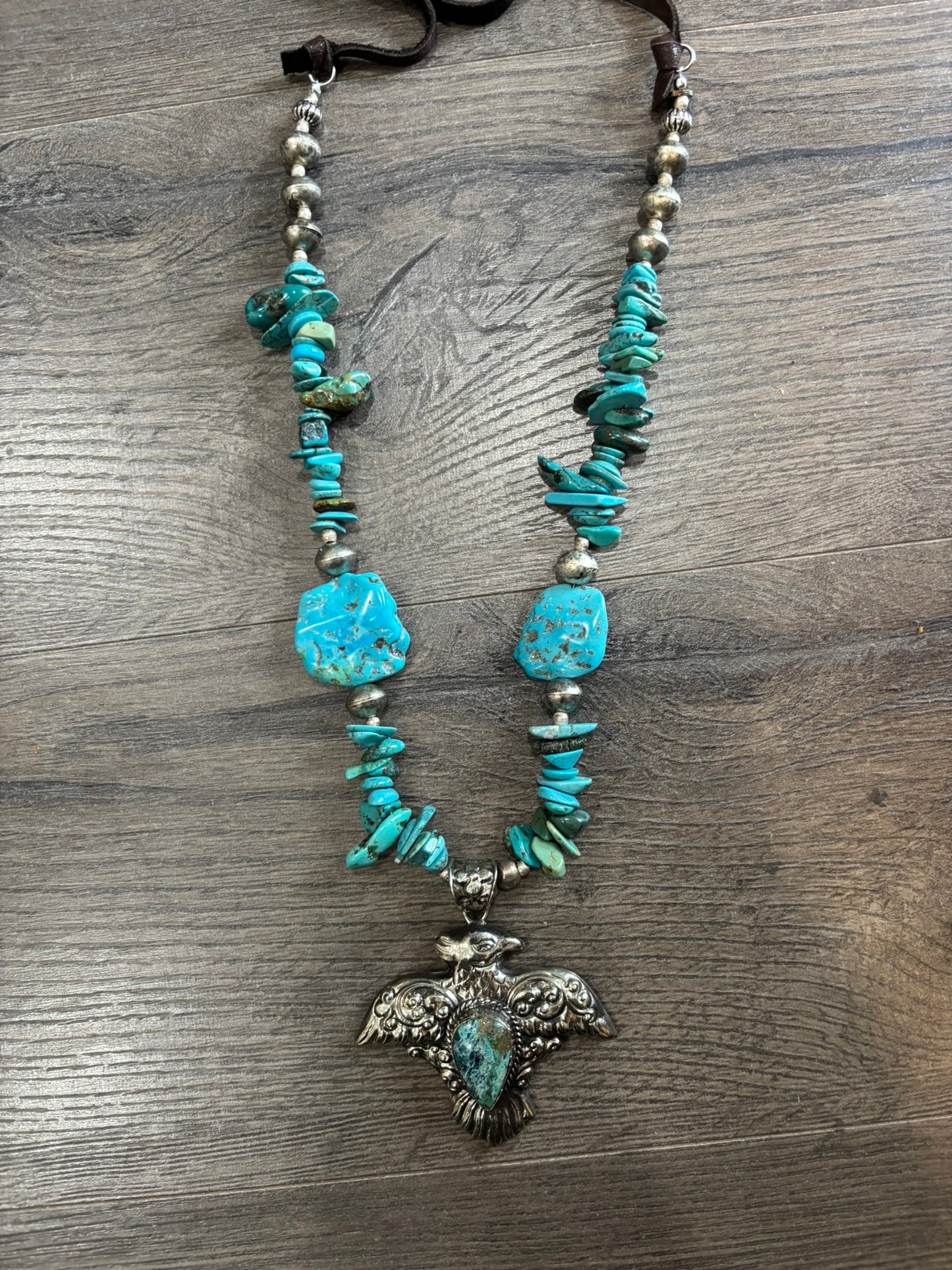 Turquoise Rope Eagle Necklace