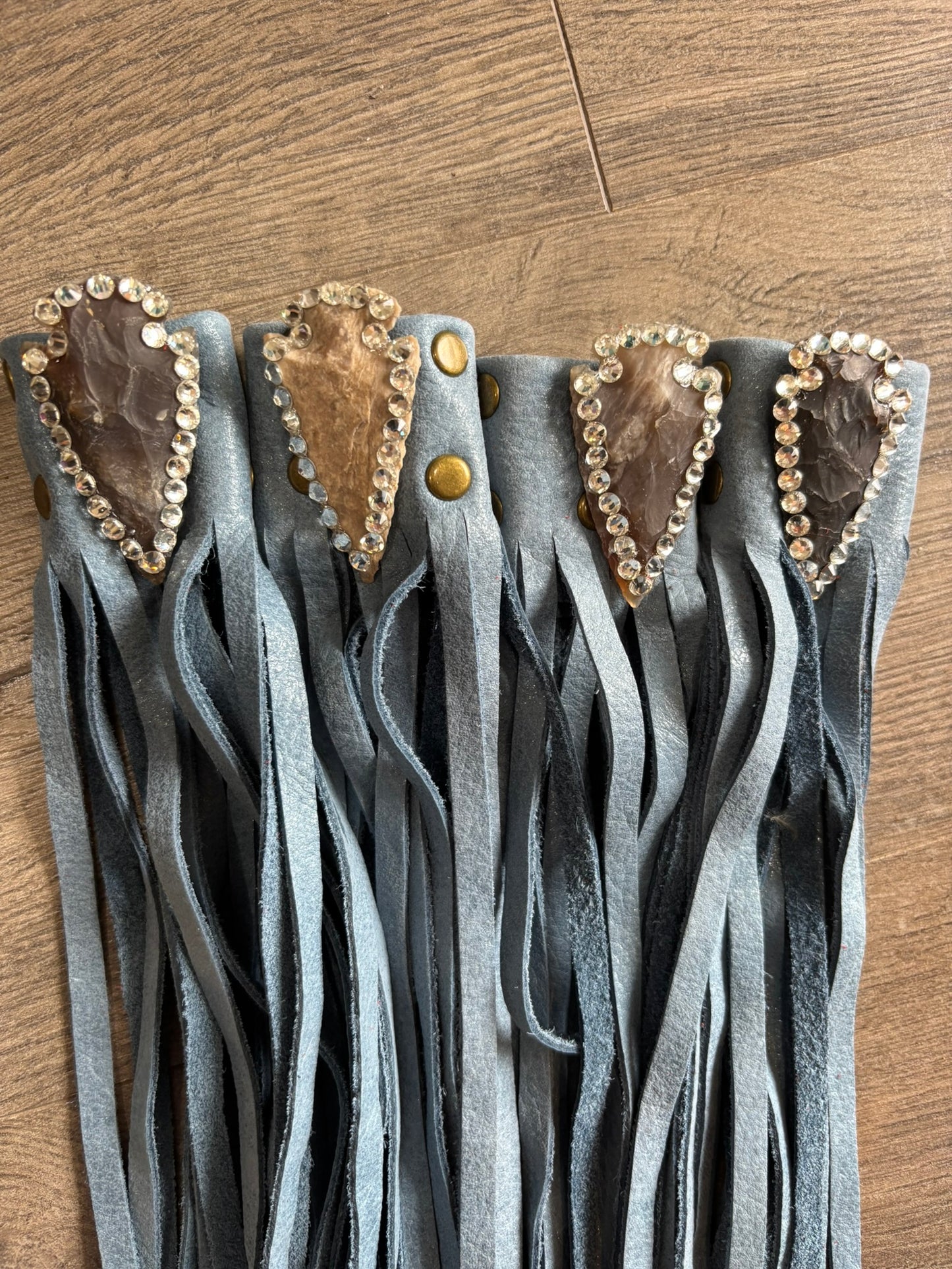 Denim Arrowhead Boot Leather Tassel