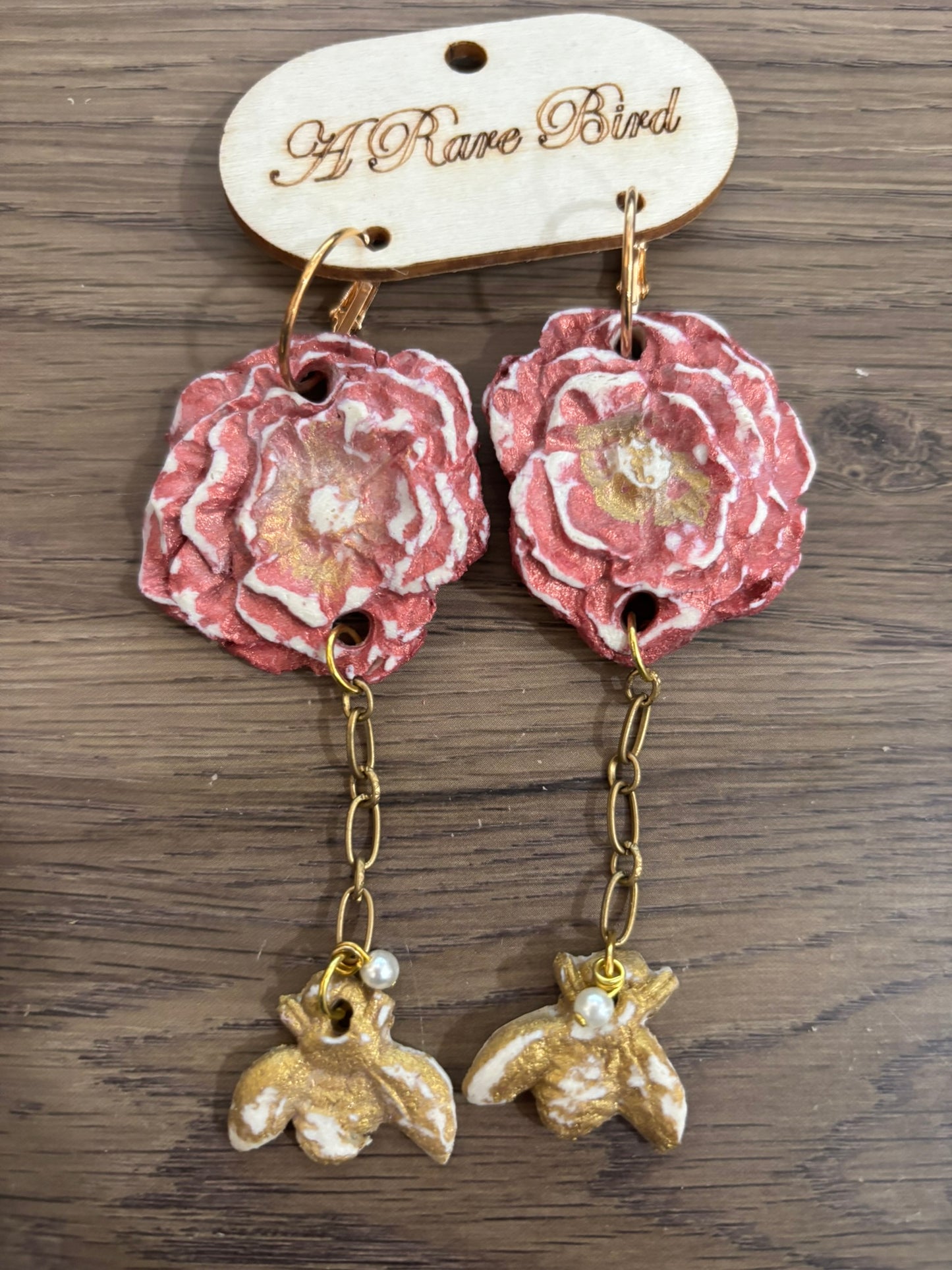 Bumble Bee Rose Earrings