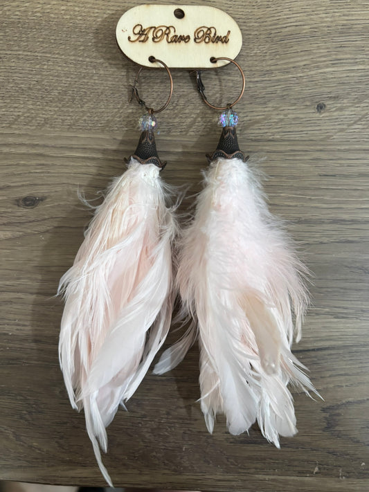 Pink Bell Feather Earrings