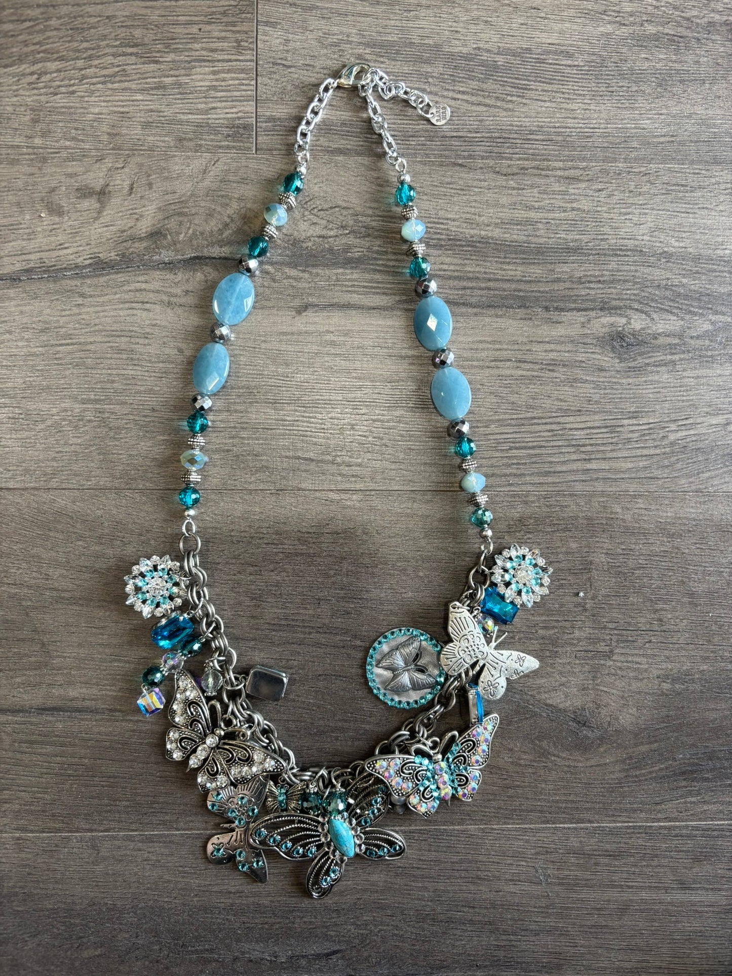 Blue Crystal Butterfly Necklace