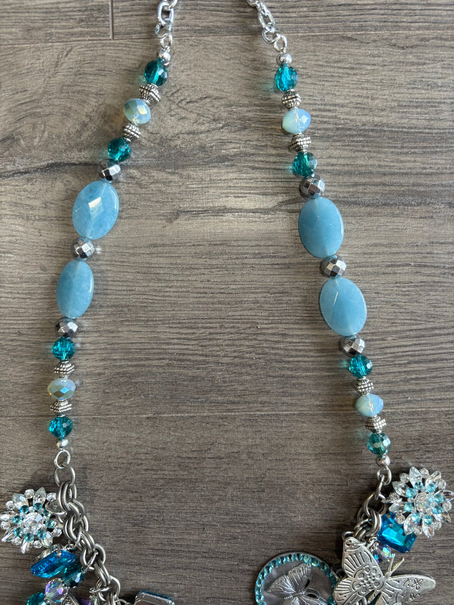 Blue Crystal Butterfly Necklace