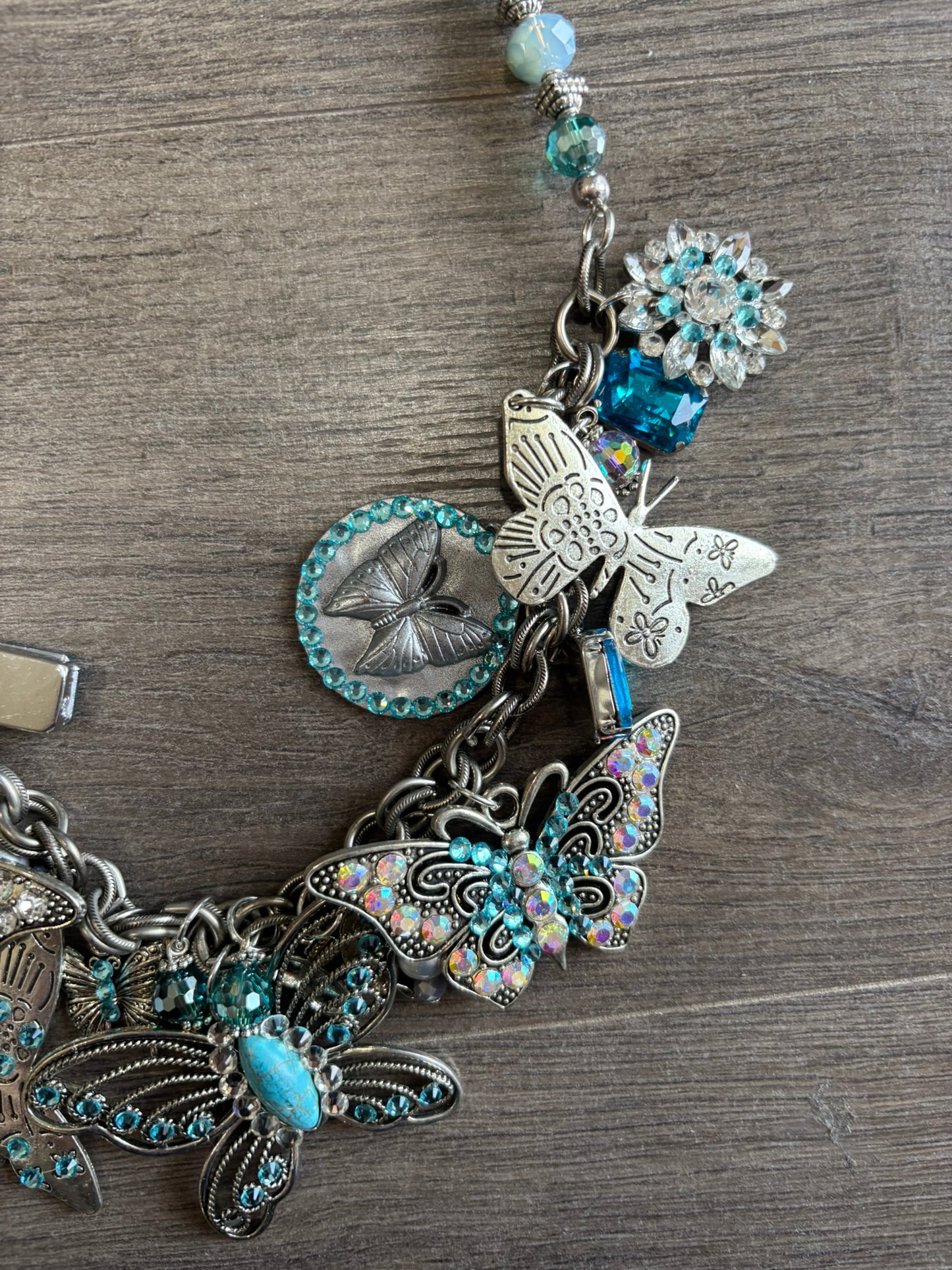 Blue Crystal Butterfly Necklace