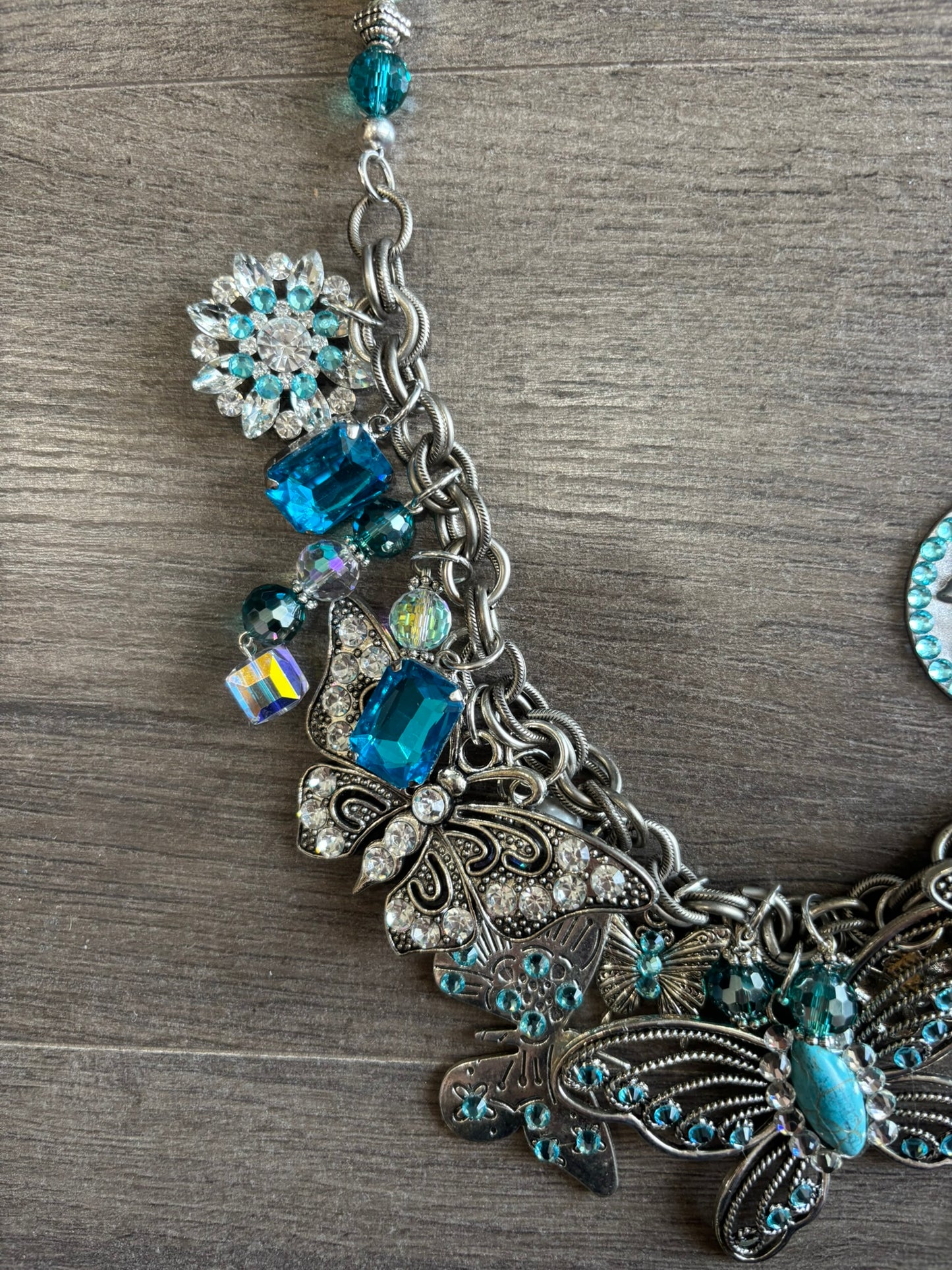 Blue Crystal Butterfly Necklace