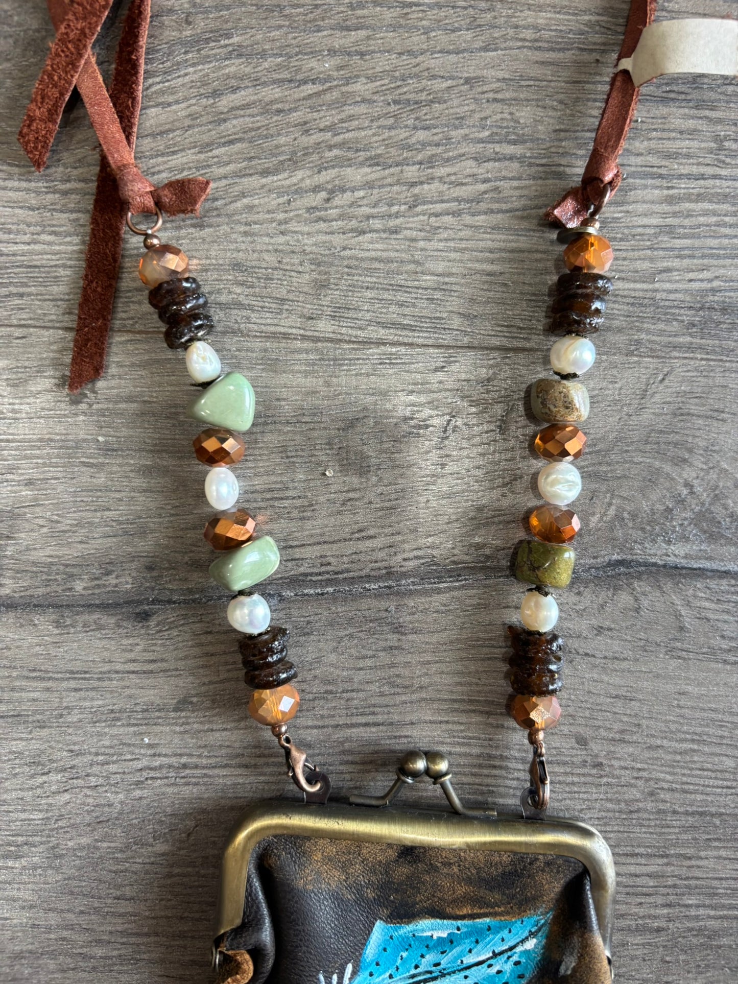 Feather Coin Purse Fringe Necklace