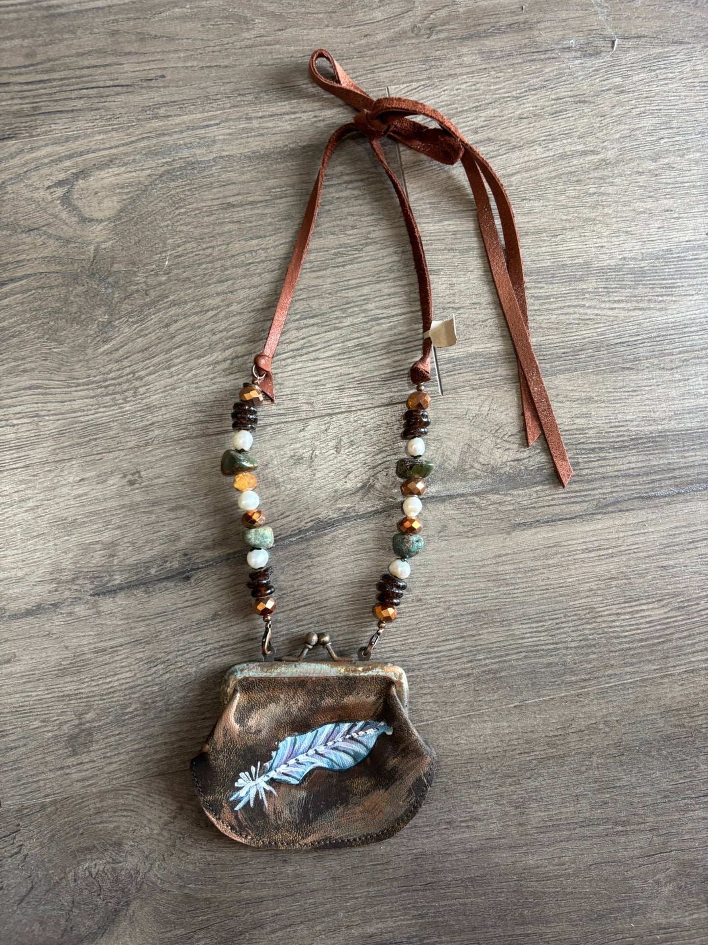 Feather Coin Purse Necklace
