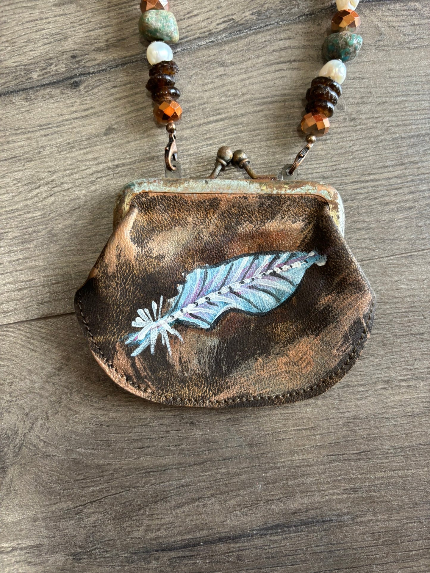 Feather Coin Purse Necklace