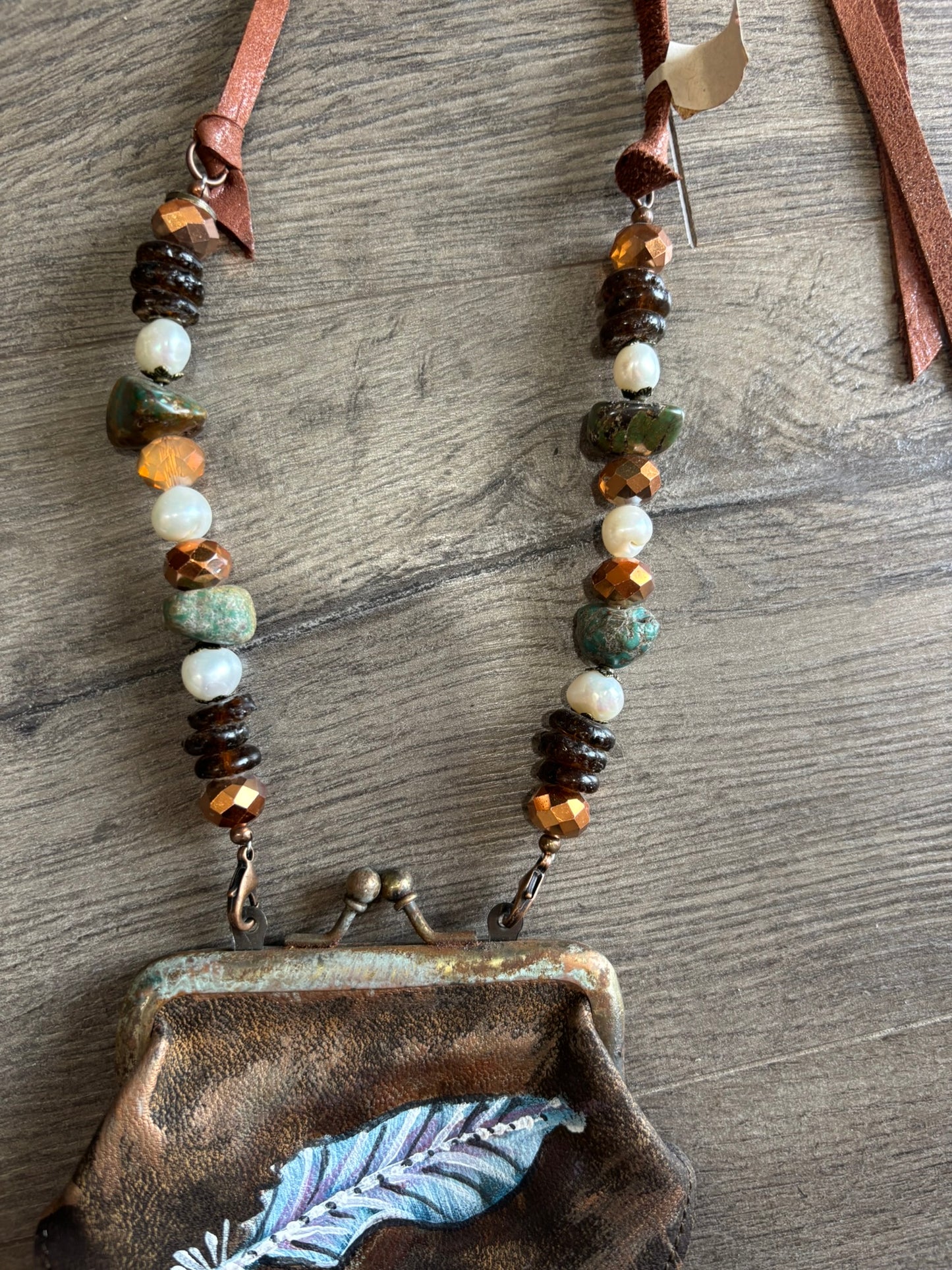Feather Coin Purse Necklace