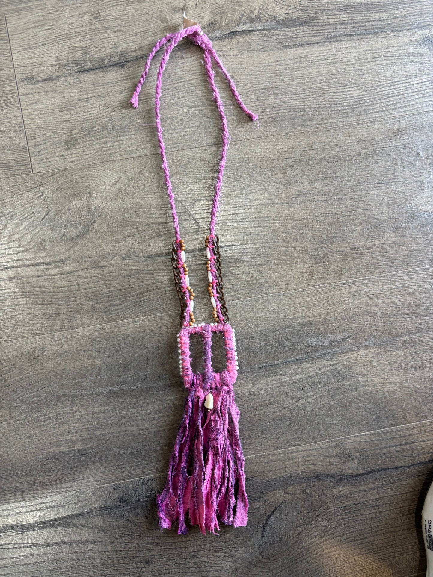 Boho Fuchsia Tassel Necklace