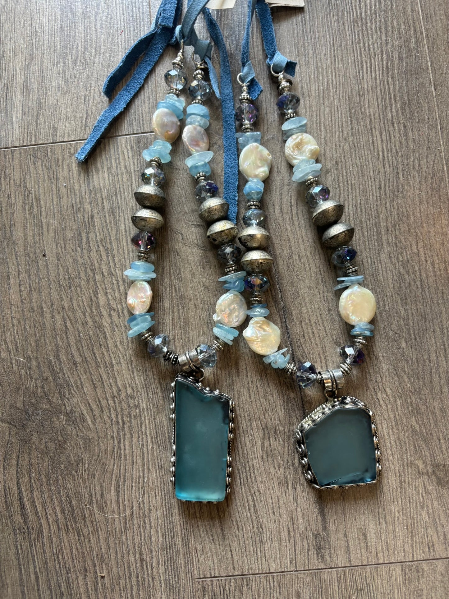 Sea Glass Denim Shimmer Necklace