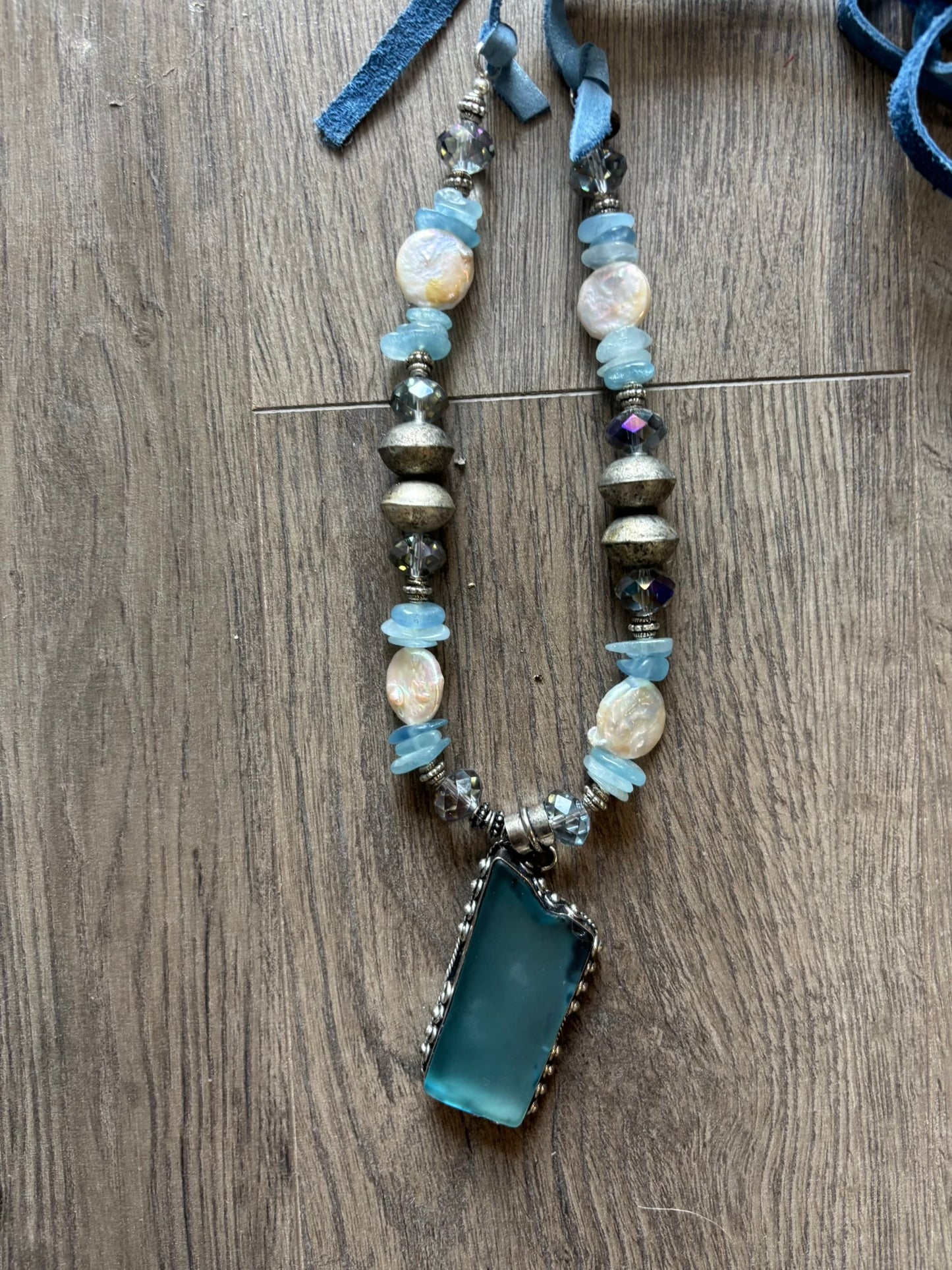 Sea Glass Denim Shimmer Necklace
