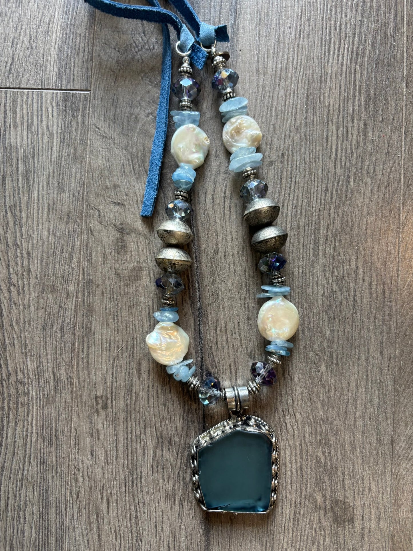 Sea Glass Denim Shimmer Necklace