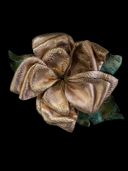 Handmade Rose Gold Leather Flower Pin
