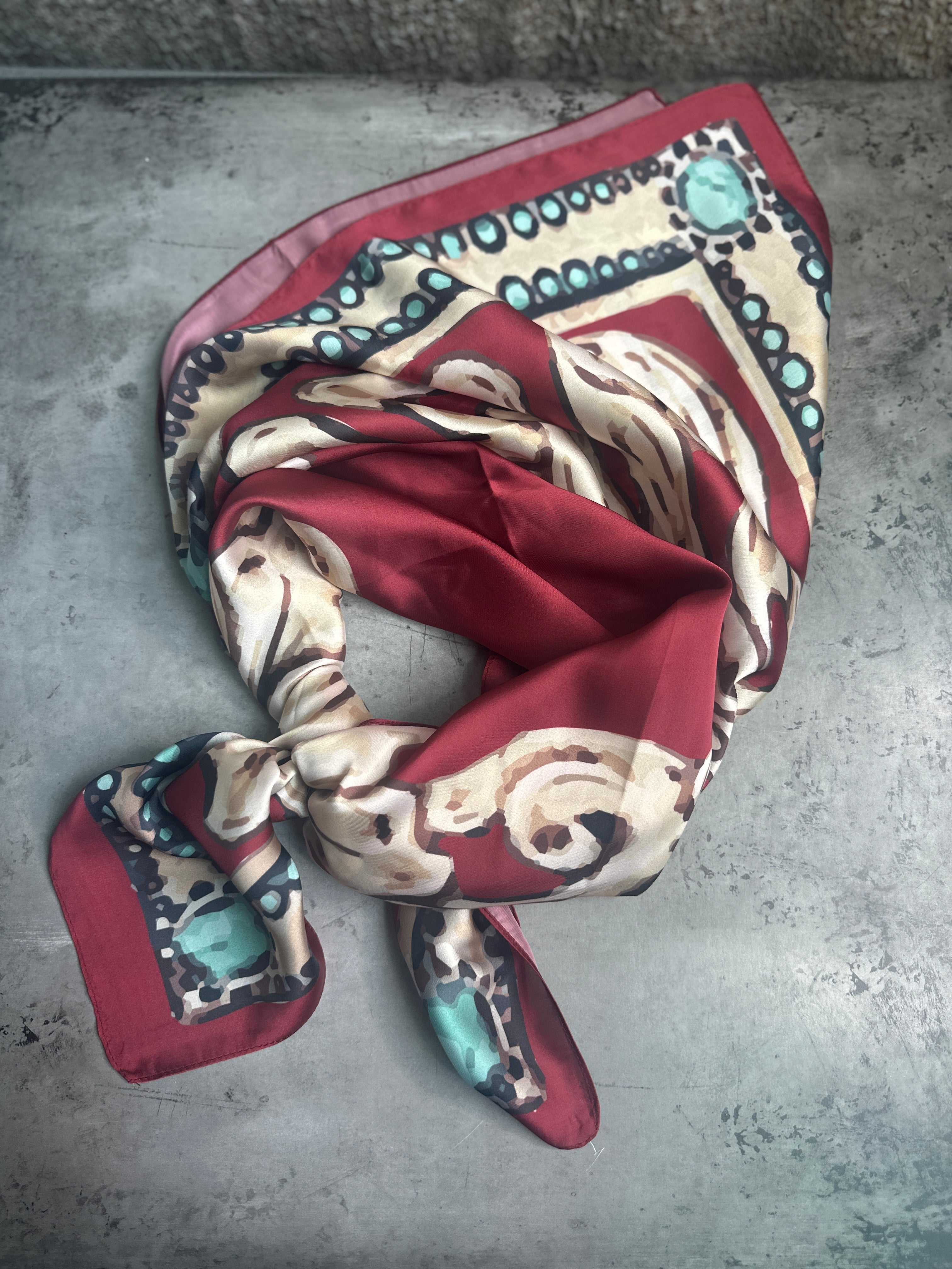 Floral Rag Floral Cream with Red and Turquoise Wild Rag – A Rare Bird Retail