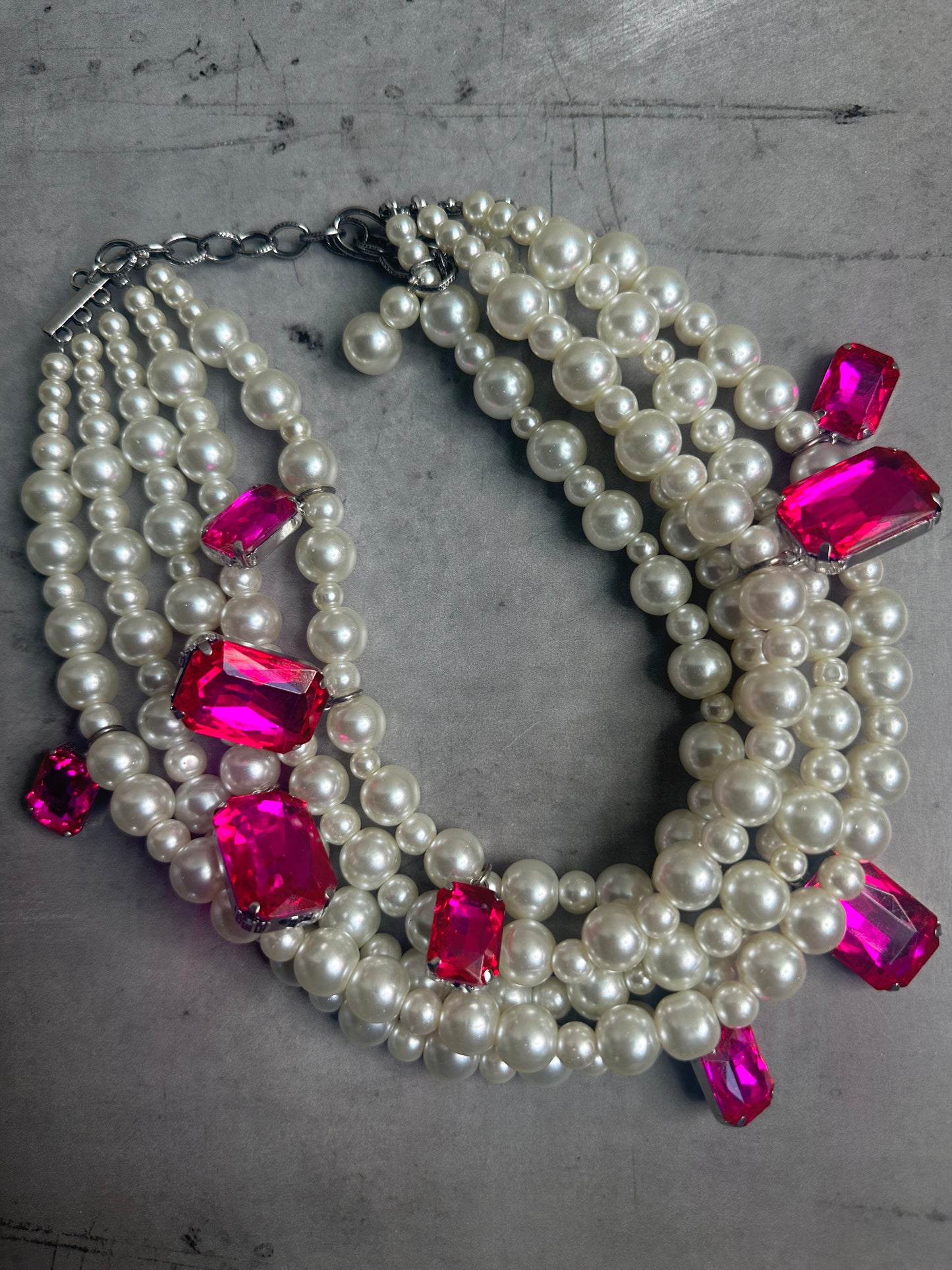 5 Strand Pearl Crystal Necklace