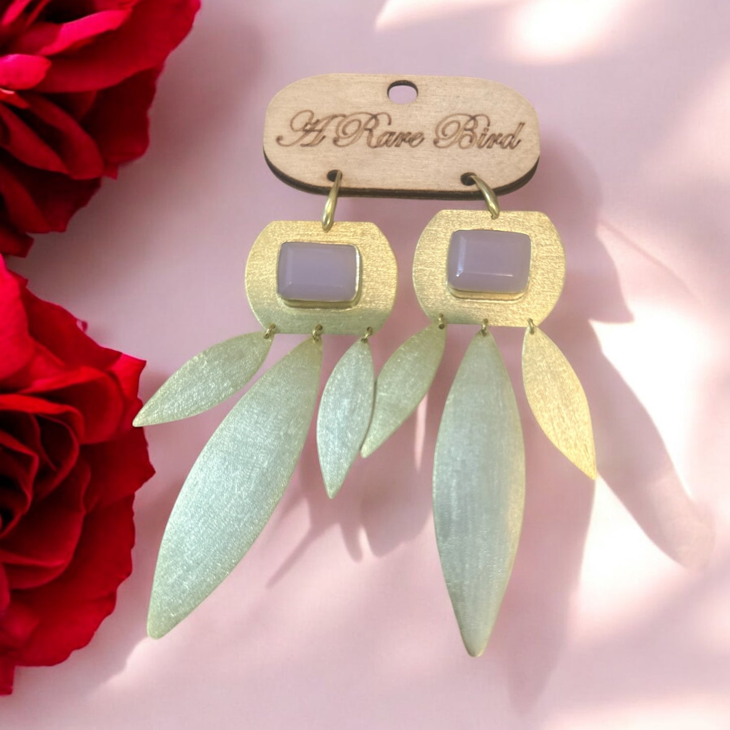 Pink Quartz Gold Wash Earrings