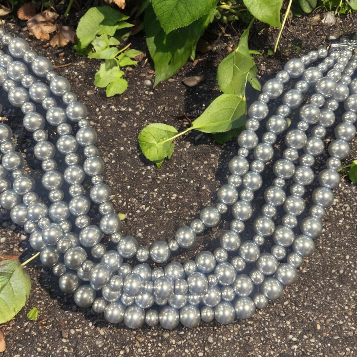 "Is It Real" 5 Strand Gray Pearls