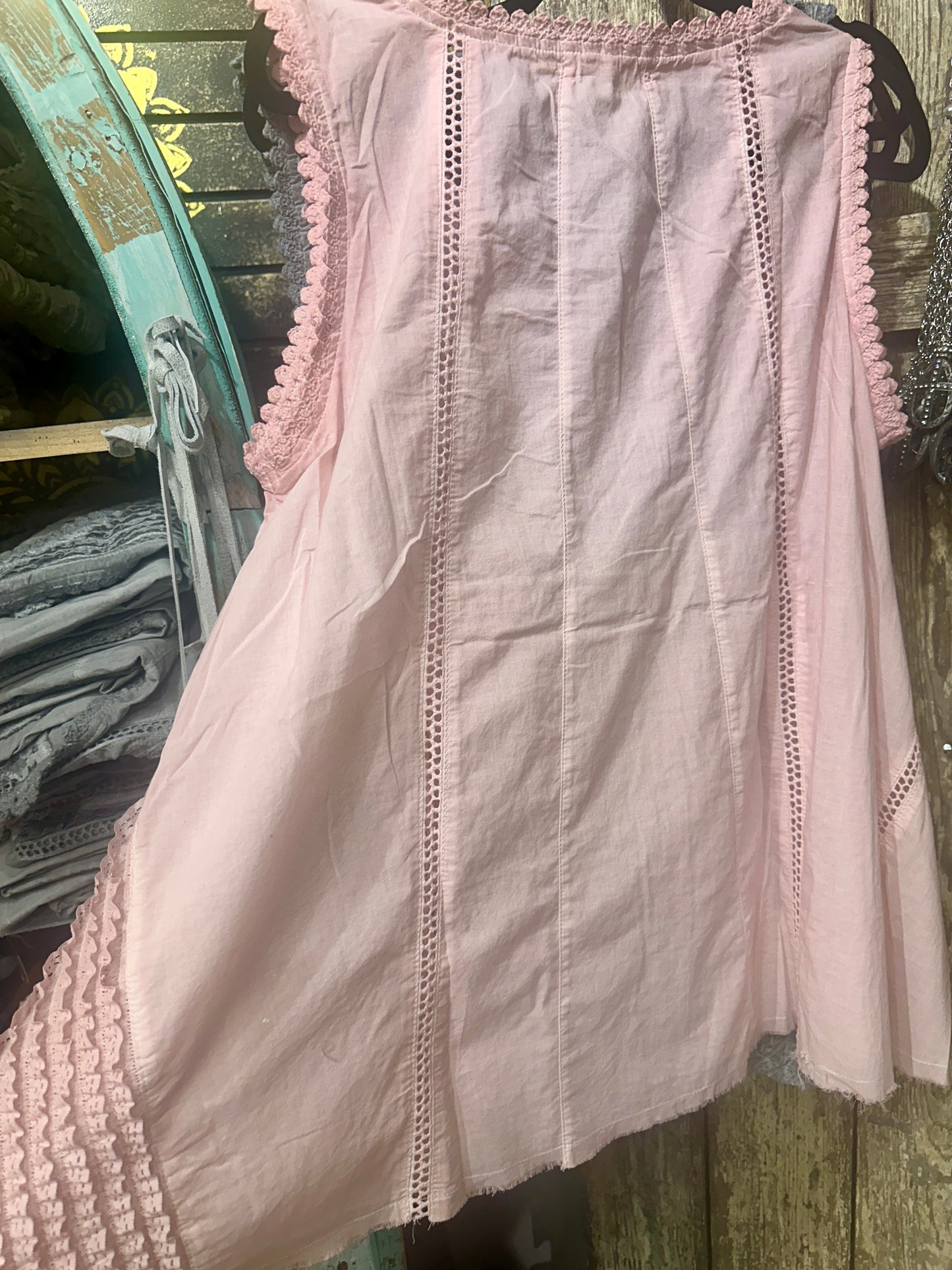 Pink Lace Cotton Cami