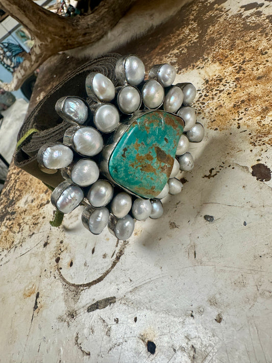 Turquoise and Pearl Buckle and Belt