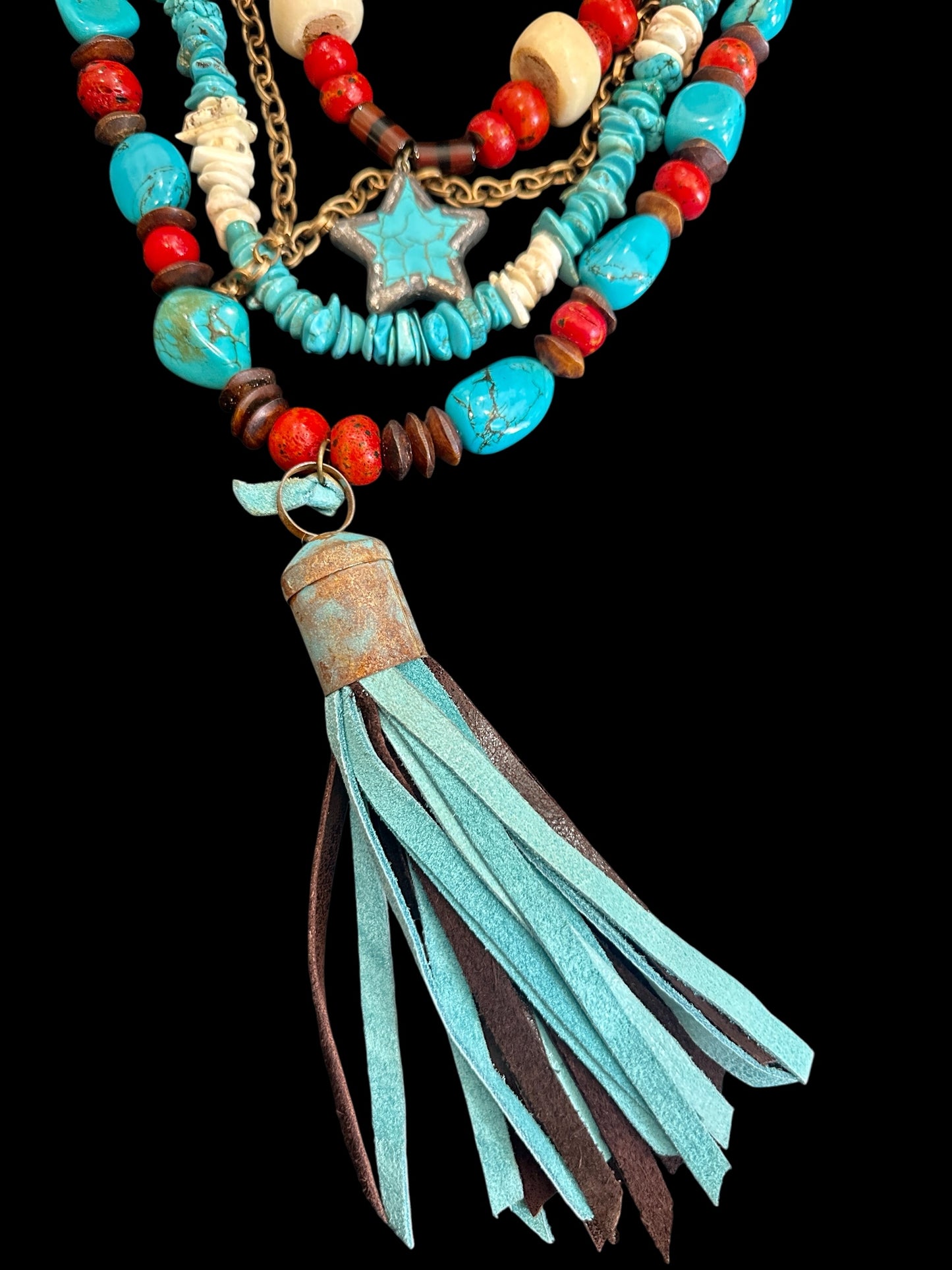 Chunky Turquoise Coral Star Necklace
