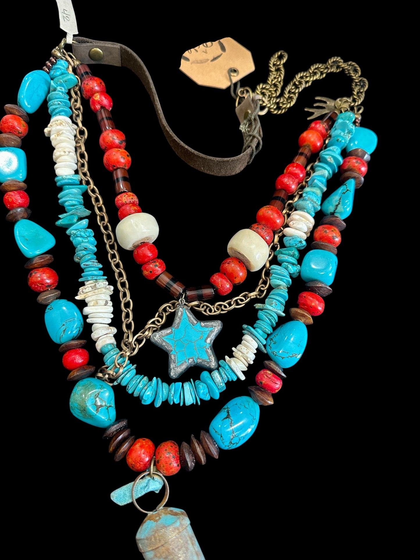 Chunky Turquoise Coral Star Necklace