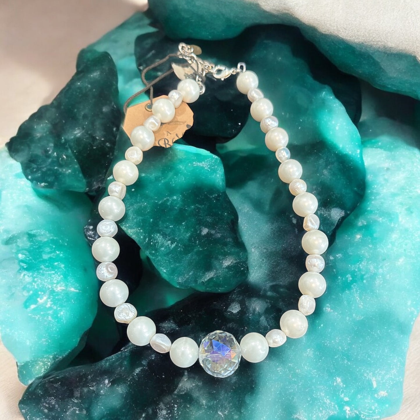 Pearls with Large Center Crystal Ball