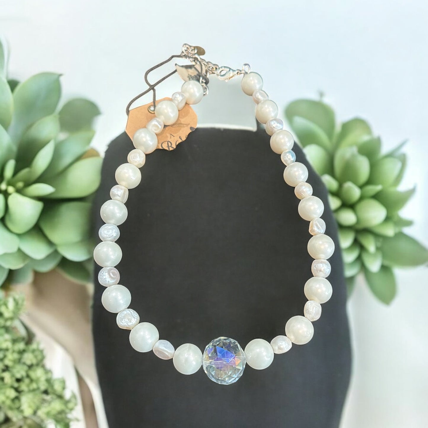 Pearls with Large Center Crystal Ball