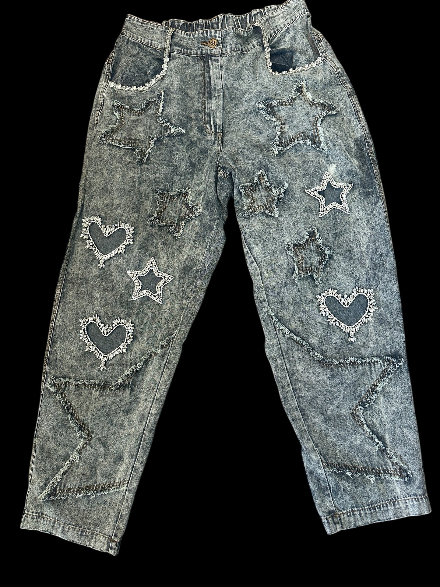 Black Wash Star Heart Jeans