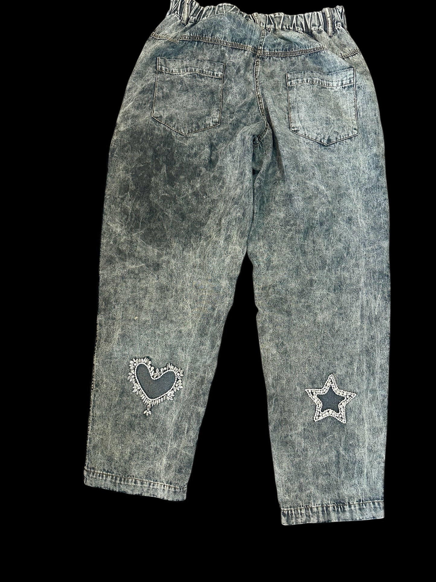 Black Wash Star Heart Jeans