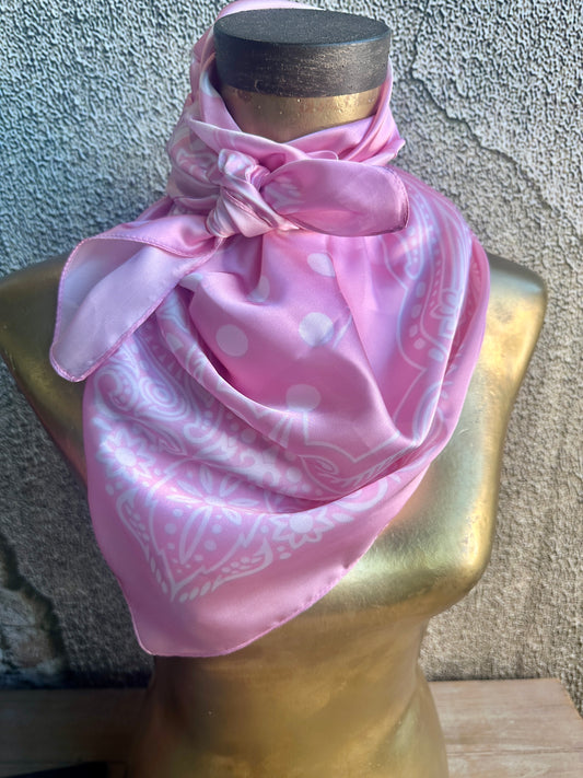 Rose Pink Silk Rare Birds Rayon Wild Rag