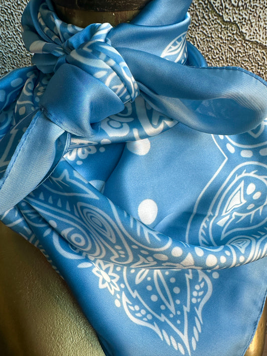 Blue Rare Bird Original Silk Rayon Wild Rag