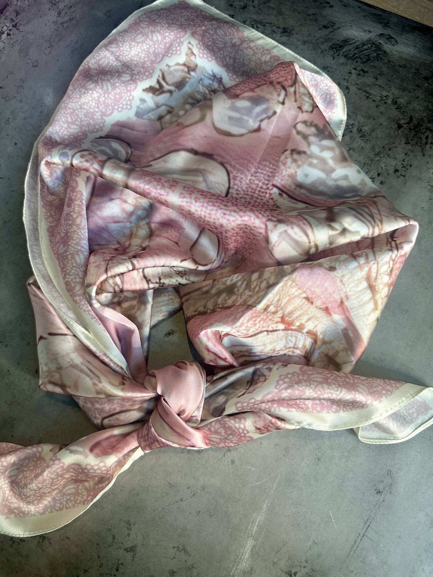 Pink Large Paisley Clouds Silk Rayon Wild Rag