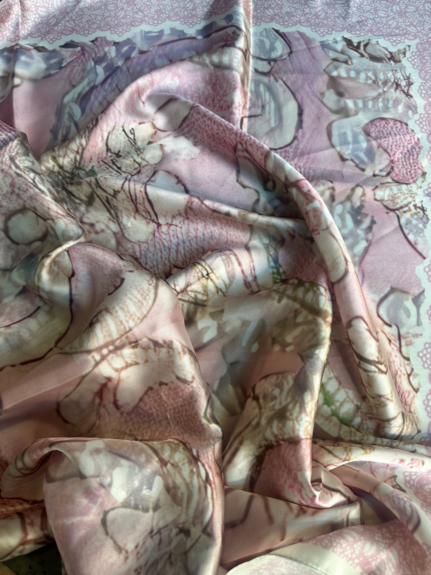 Pink Large Paisley Clouds Silk Rayon Wild Rag