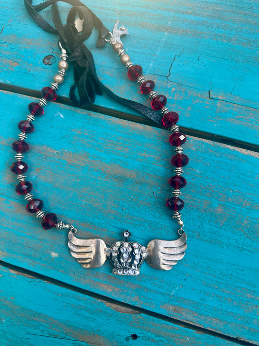 Ruby Winged Royalty Necklace