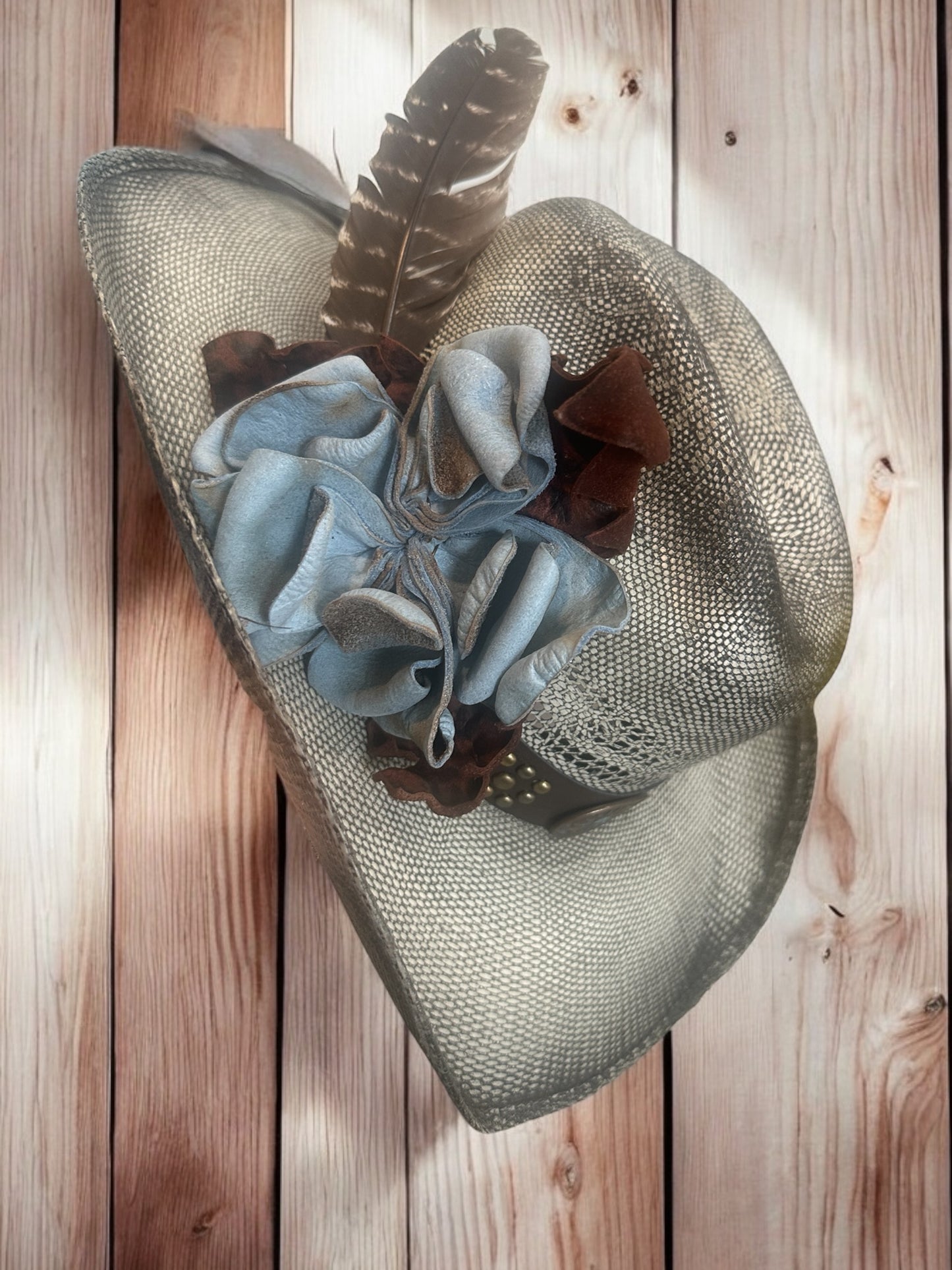 The Rosie Blue/Off white Straw Hat